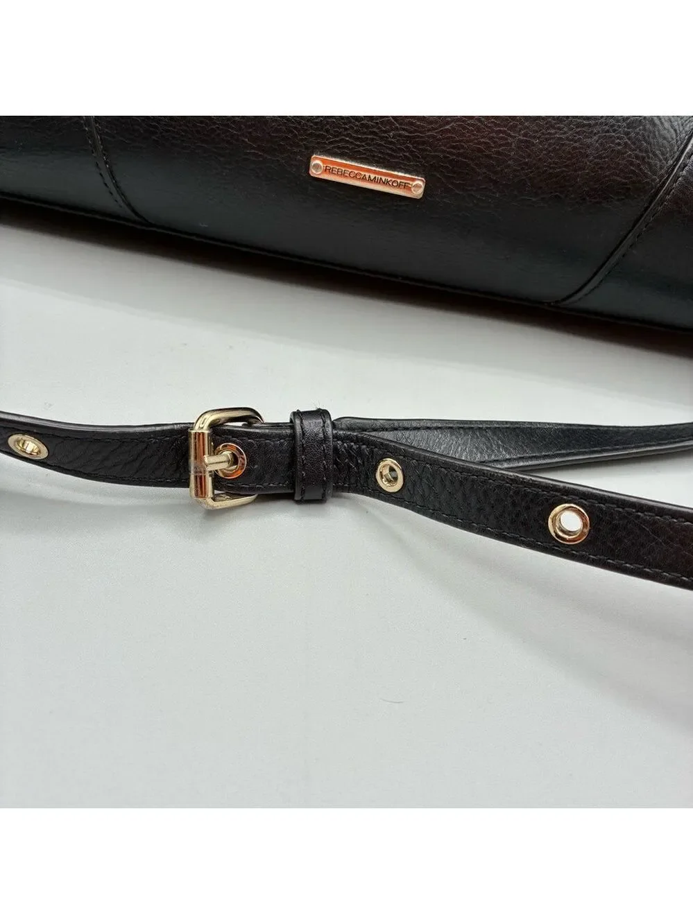 Rebecca Minkoff Amorous Satchel Handbag Black Satin Leather Crossbody
